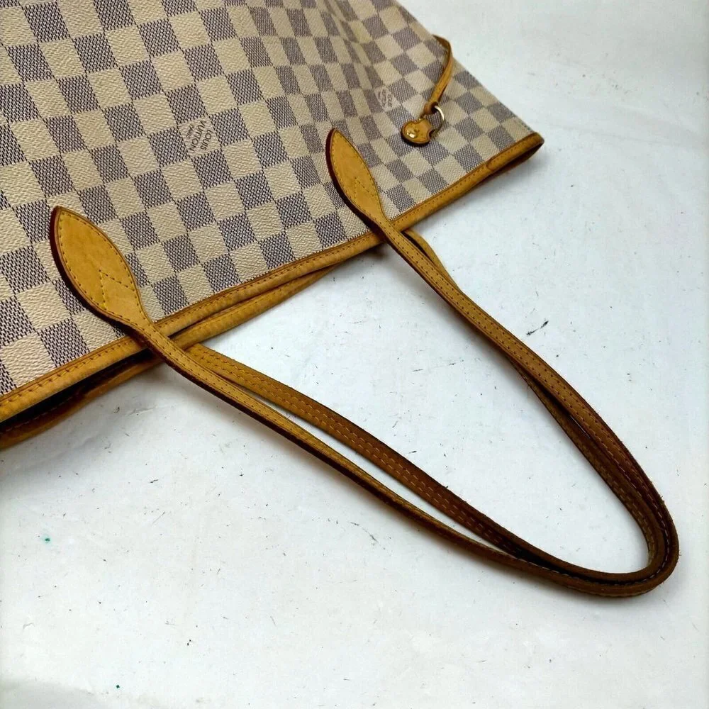 Louis Vuitton Neverfull Mm White Damier Azur Tote